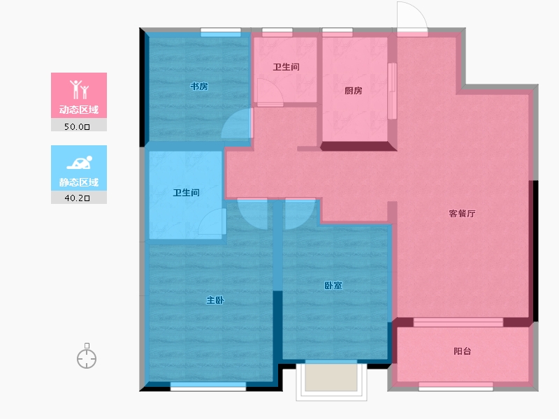 陕西省-咸阳市-中建・昆明澜庭-80.36-户型库-动静分区