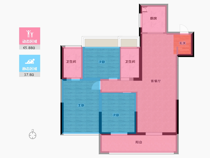 江苏省-苏州市-美的云筑-92.00-户型库-动静分区