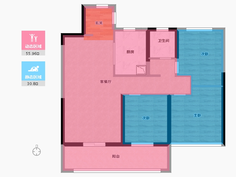 江苏省-苏州市-美的云筑-76.80-户型库-动静分区