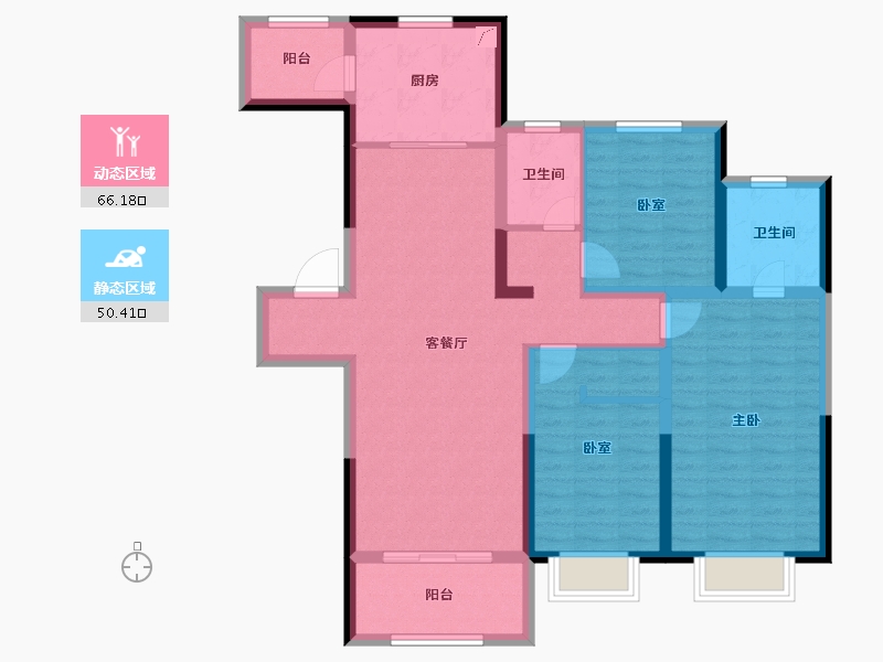 陕西省-咸阳市-中建・昆明澜庭-103.57-户型库-动静分区