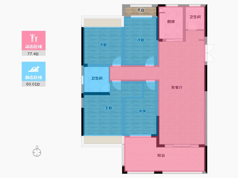 河南省-郑州市-东方宇亿万林府-124.78-户型库-动静分区