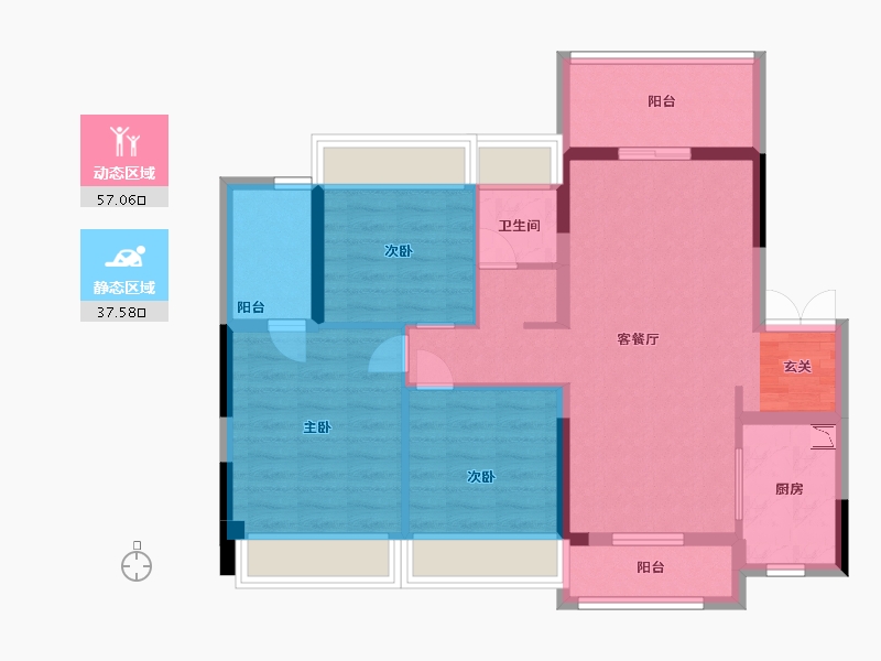 广东省-中山市-远洋山水-83.94-户型库-动静分区