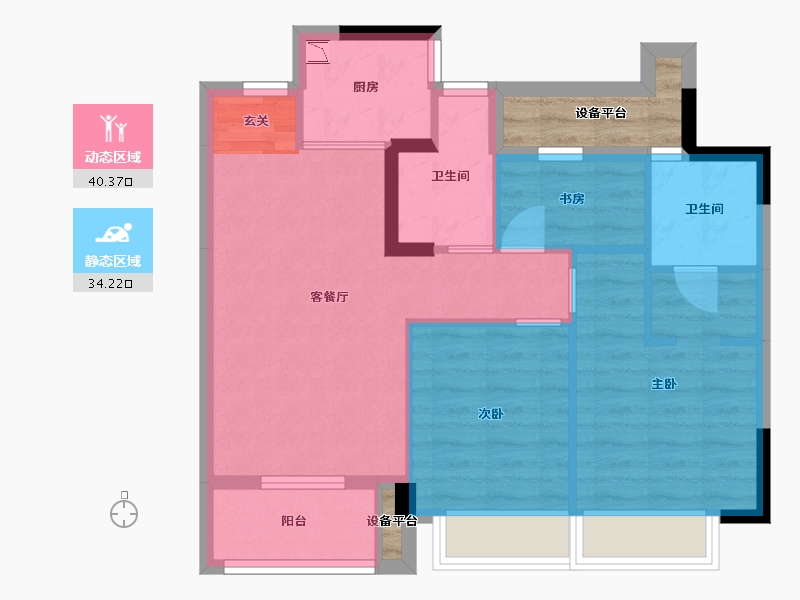 浙江省-杭州市-时代公馆-70.16-户型库-动静分区