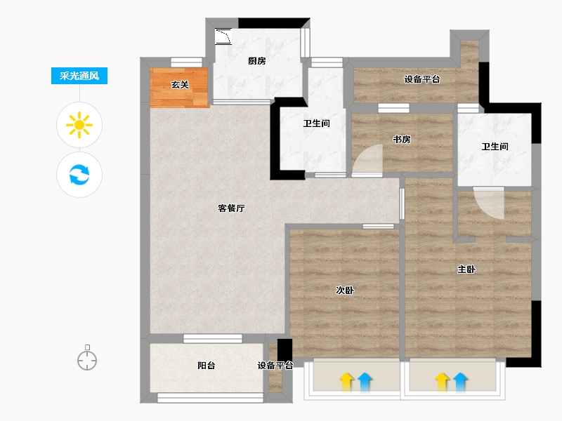 浙江省-杭州市-时代公馆-70.16-户型库-采光通风