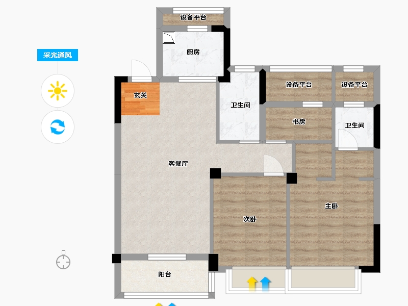 浙江省-杭州市-时代公馆-78.60-户型库-采光通风