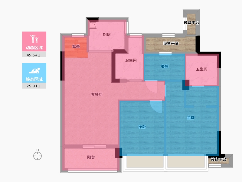 浙江省-杭州市-时代公馆-70.88-户型库-动静分区