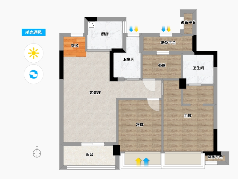 浙江省-杭州市-时代公馆-70.88-户型库-采光通风