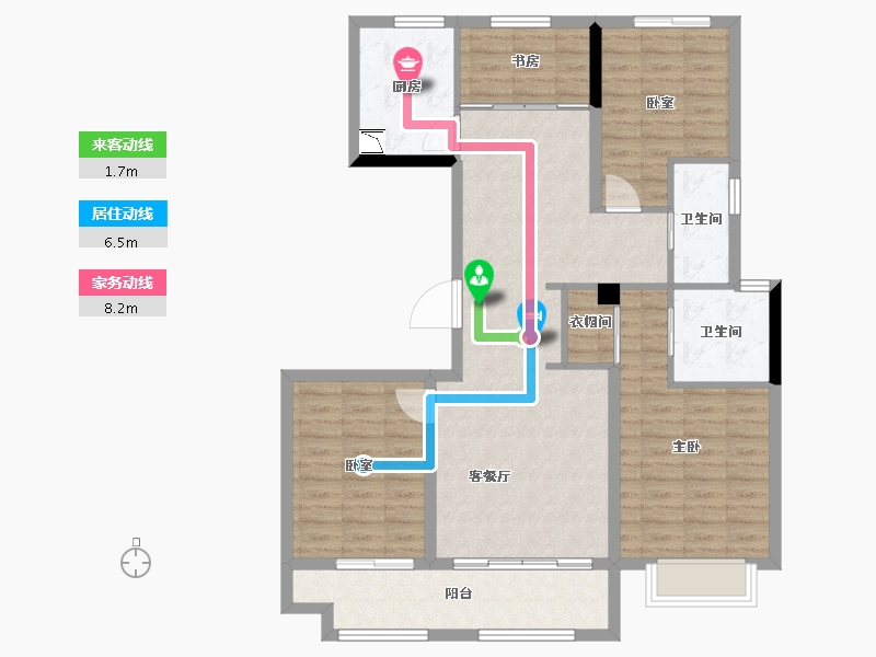 陕西省-咸阳市-中建・昆明澜庭-103.42-户型库-动静线