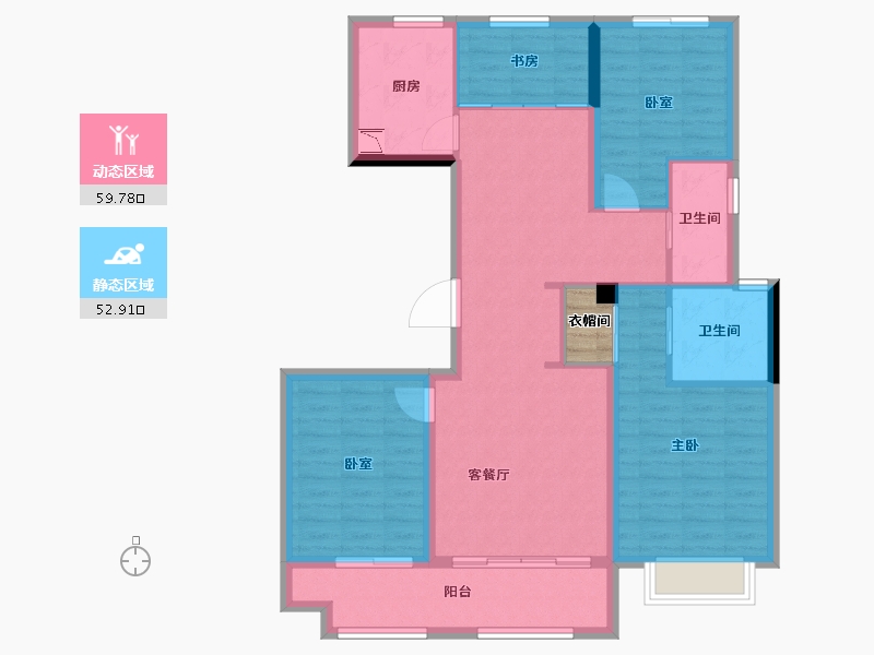 陕西省-咸阳市-中建・昆明澜庭-103.42-户型库-动静分区