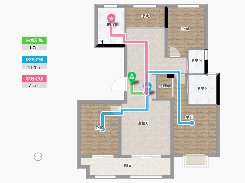 陕西省-咸阳市-中建・昆明澜庭-102.70-户型库-动静线