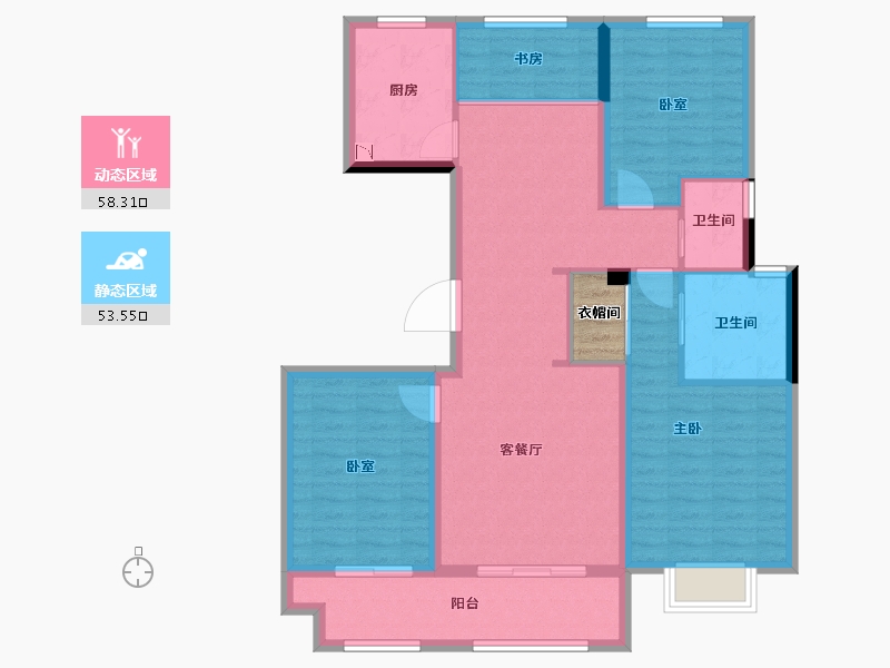 陕西省-咸阳市-中建・昆明澜庭-102.70-户型库-动静分区