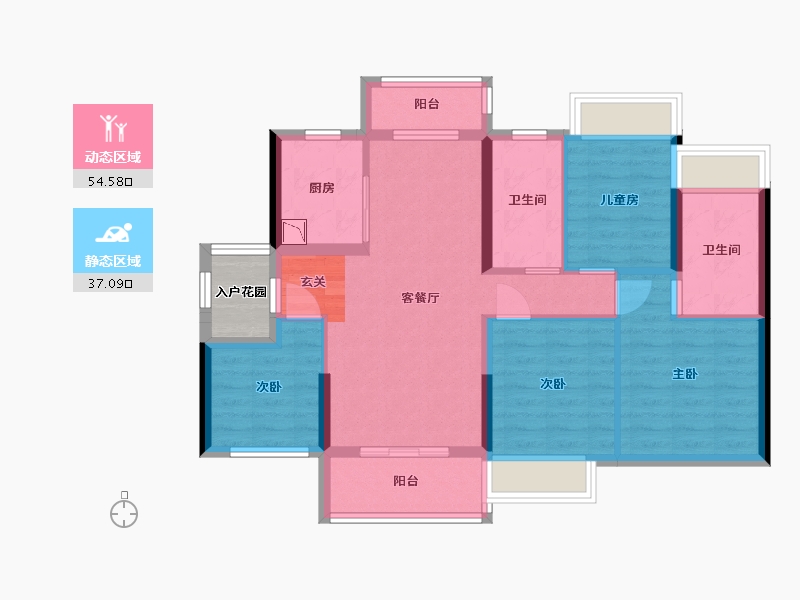 广东省-广州市-金科・集美御峰-83.62-户型库-动静分区