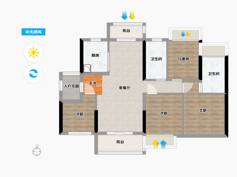 广东省-广州市-金科・集美御峰-83.62-户型库-采光通风