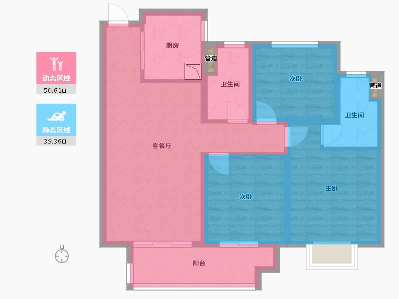 浙江省-台州市-绿地・德加公馆-80.00-户型库-动静分区