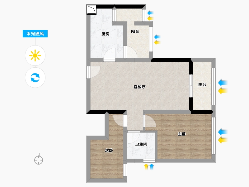 广东省-深圳市-碧桂园观麓花园-59.87-户型库-采光通风