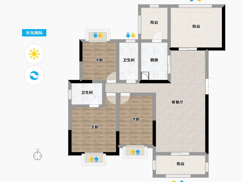 云南省-曲靖市-凤凰嘉园-111.34-户型库-采光通风