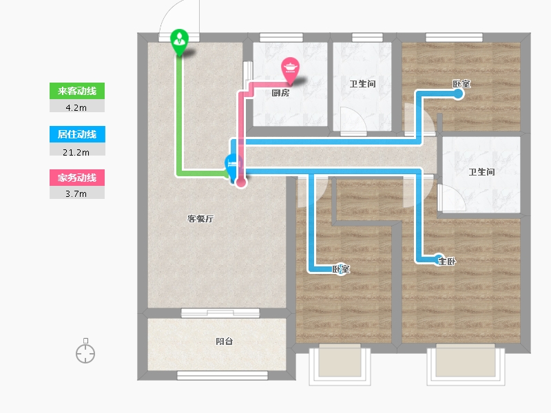 陕西省-咸阳市-当代・嘉宝公园悦MOMΛ-71.22-户型库-动静线