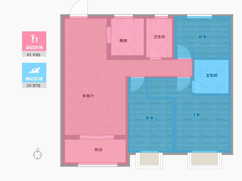 陕西省-咸阳市-当代・嘉宝公园悦MOMΛ-71.22-户型库-动静分区