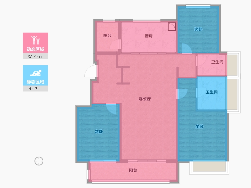 山东省-烟台市-万科翠湖山晓-101.60-户型库-动静分区