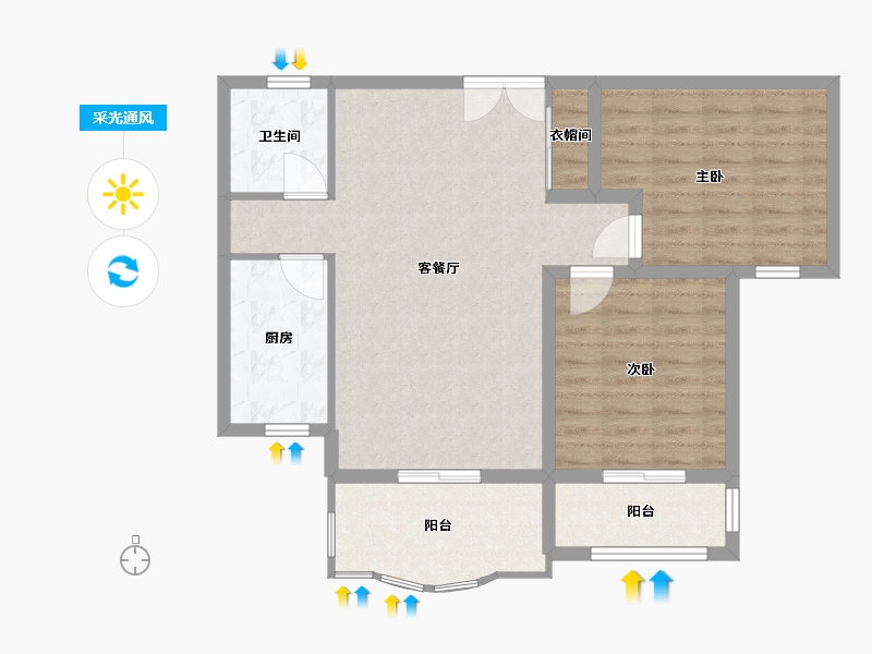 河北省-保定市-鹏洲丽城-84.99-户型库-采光通风