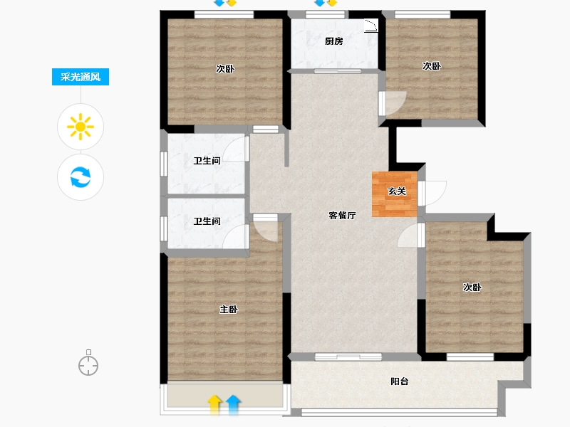 河南省-安阳市-锦瑞一品-111.20-户型库-采光通风