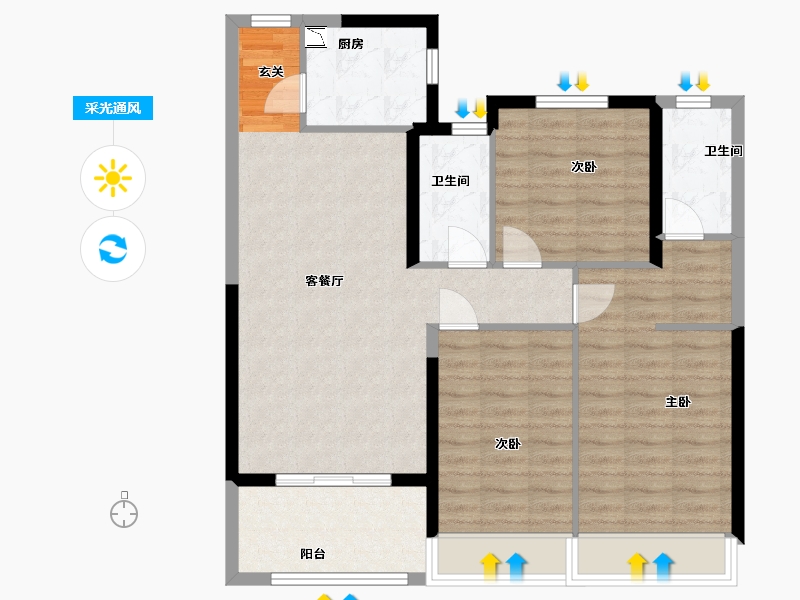 河南省-安阳市-锦瑞一品-89.59-户型库-采光通风