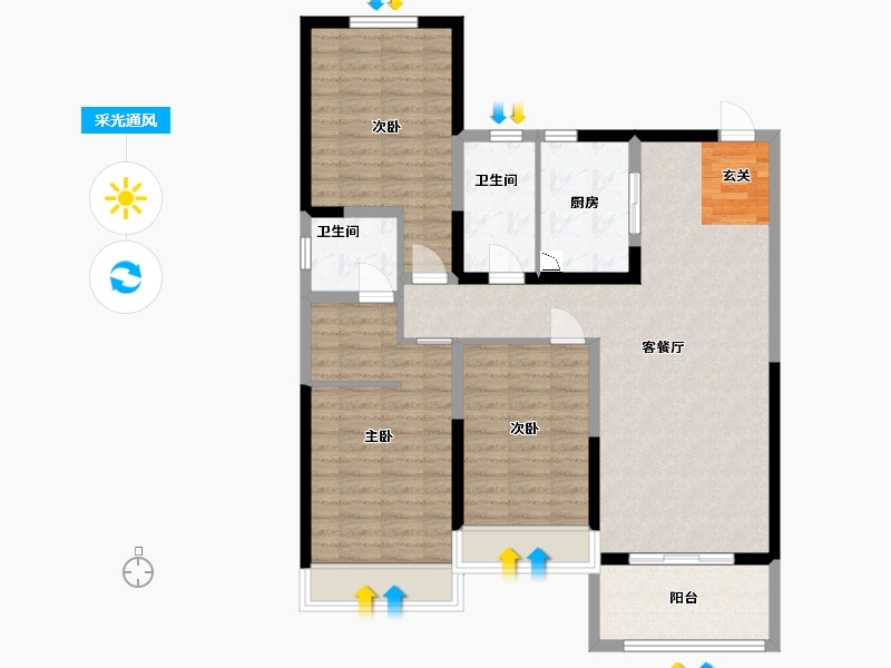 河南省-安阳市-锦瑞一品-104.79-户型库-采光通风