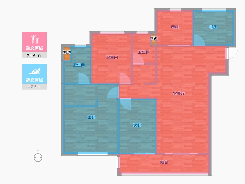 河南省-郑州市-融创城开中原宸院二期2,3,4,6,7,8号楼141m²-112.80-户型库-动静分区