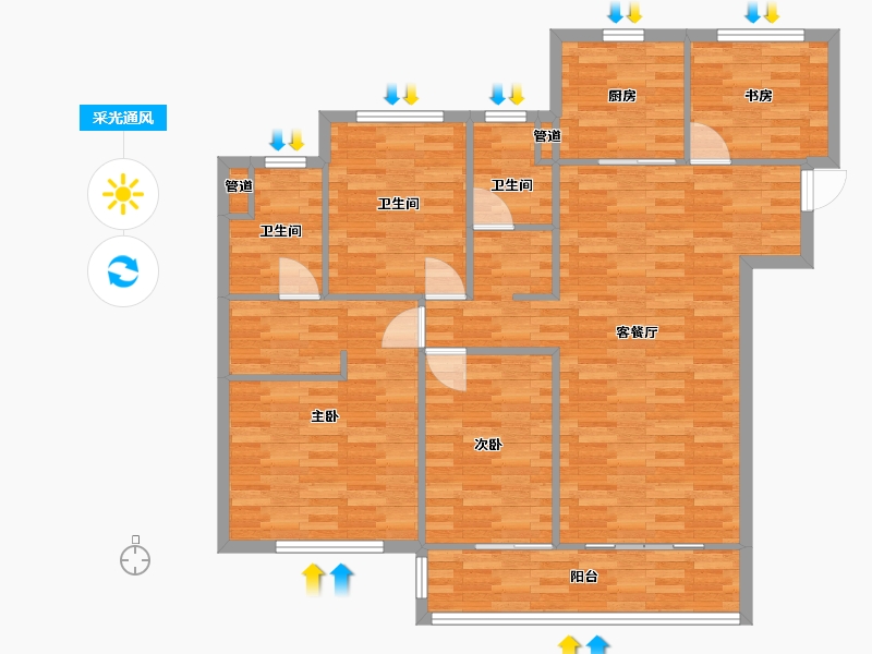 河南省-郑州市-融创城开中原宸院二期2,3,4,6,7,8号楼141m²-112.80-户型库-采光通风