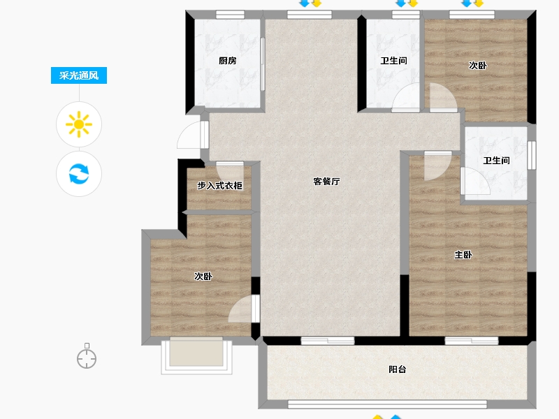 浙江省-杭州市-金地玖峯汇-95.26-户型库-采光通风