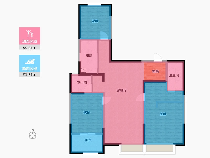 河南省-郑州市-融创�m园-100.80-户型库-动静分区