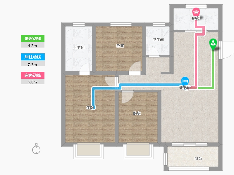 陕西省-咸阳市-当代・嘉宝公园悦MOMΛ-80.67-户型库-动静线