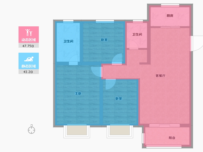 陕西省-咸阳市-当代・嘉宝公园悦MOMΛ-80.67-户型库-动静分区