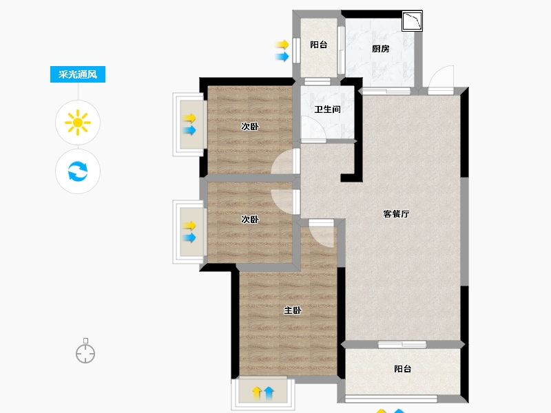 湖南省-株洲市-华晨翡翠湾-72.07-户型库-采光通风