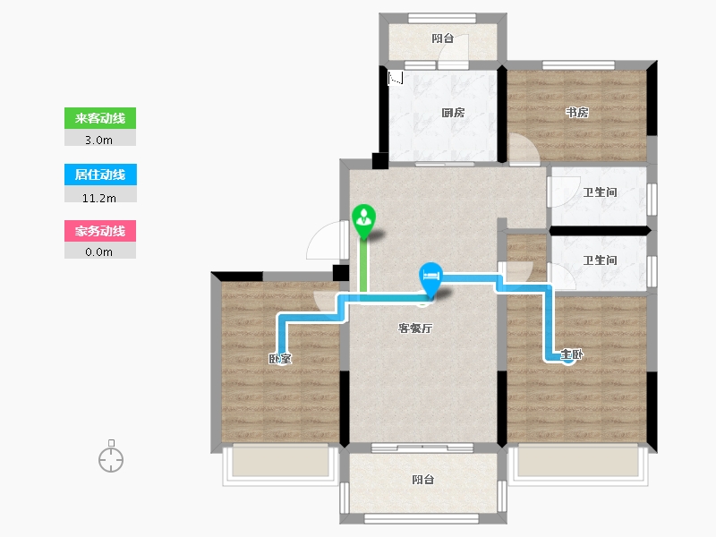 陕西省-咸阳市-碧桂园・阅江府-87.54-户型库-动静线