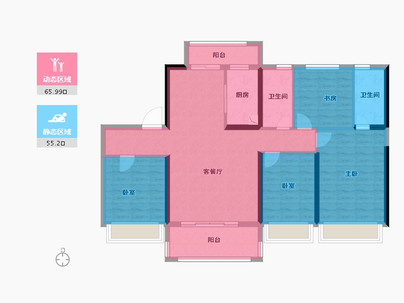 陕西省-咸阳市-碧桂园・阅江府-108.53-户型库-动静分区