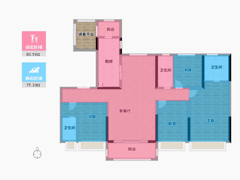 陕西省-咸阳市-碧桂园・阅江府-148.58-户型库-动静分区