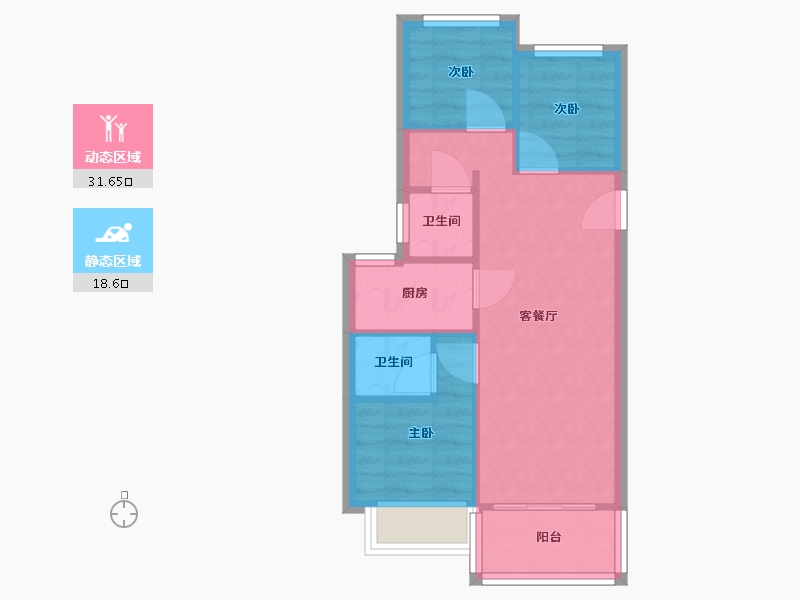 河南省-郑州市-泰山誉景-44.61-户型库-动静分区