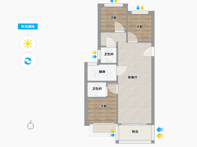 河南省-郑州市-泰山誉景-44.61-户型库-采光通风