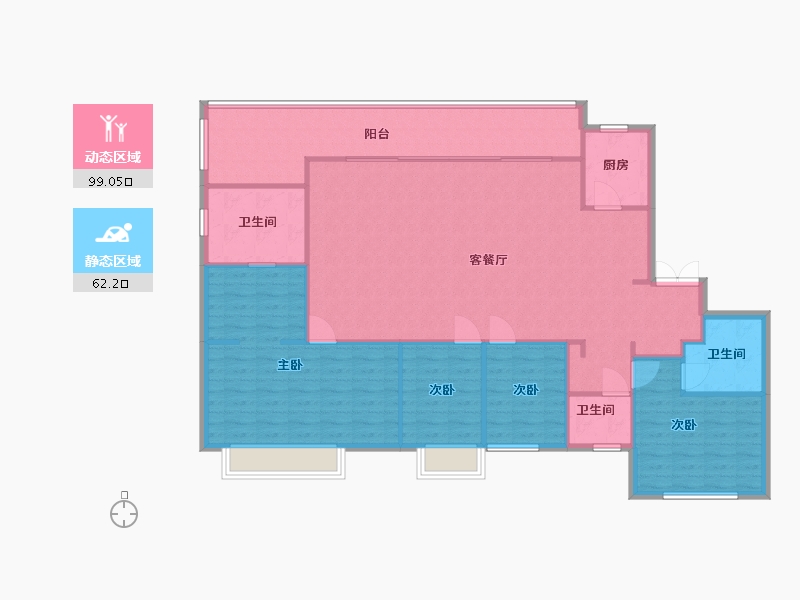 湖南省-长沙市-阳光城尚东湾凌云7，9栋E户型187m²-149.60-户型库-动静分区