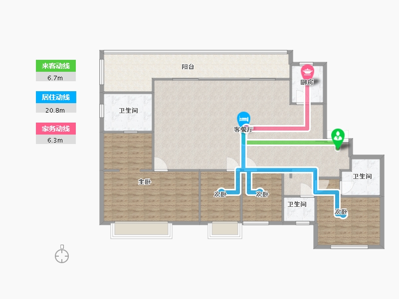 湖南省-长沙市-阳光城尚东湾凌云7，9栋E户型187m²-149.60-户型库-动静线