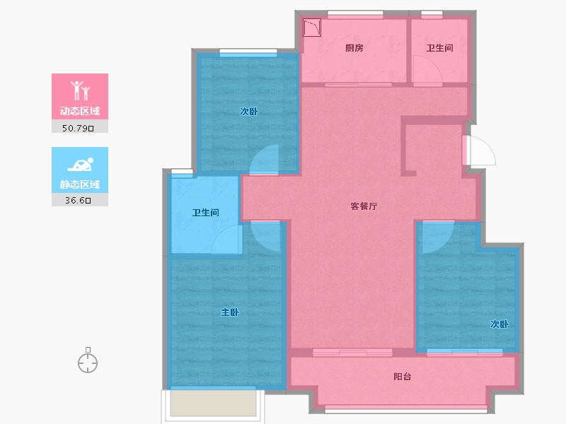 山东省-烟台市-万科翠湖山晓-78.39-户型库-动静分区