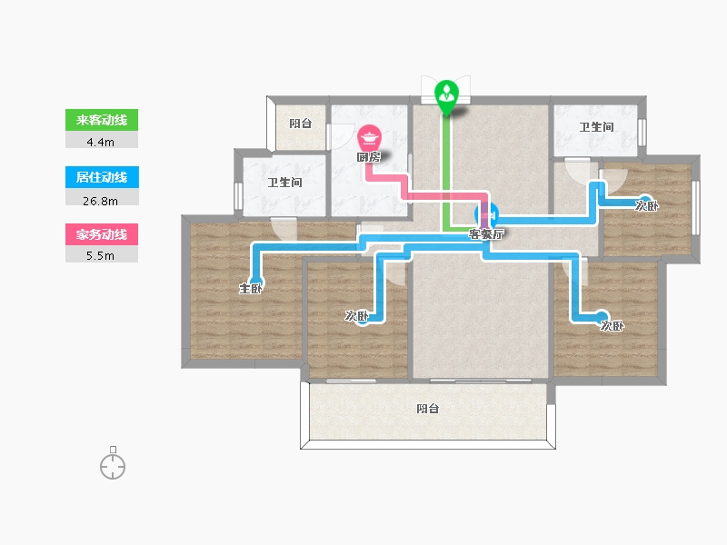 四川省-成都市-秦皇帝锦11号3号楼建面140m2-115.47-户型库-动静线