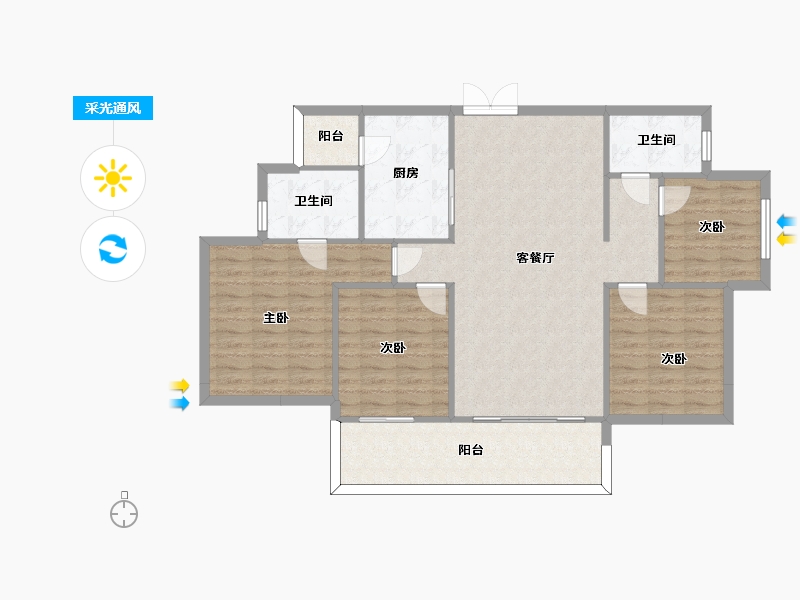 四川省-成都市-秦皇帝锦11号3号楼建面140m2-115.47-户型库-采光通风