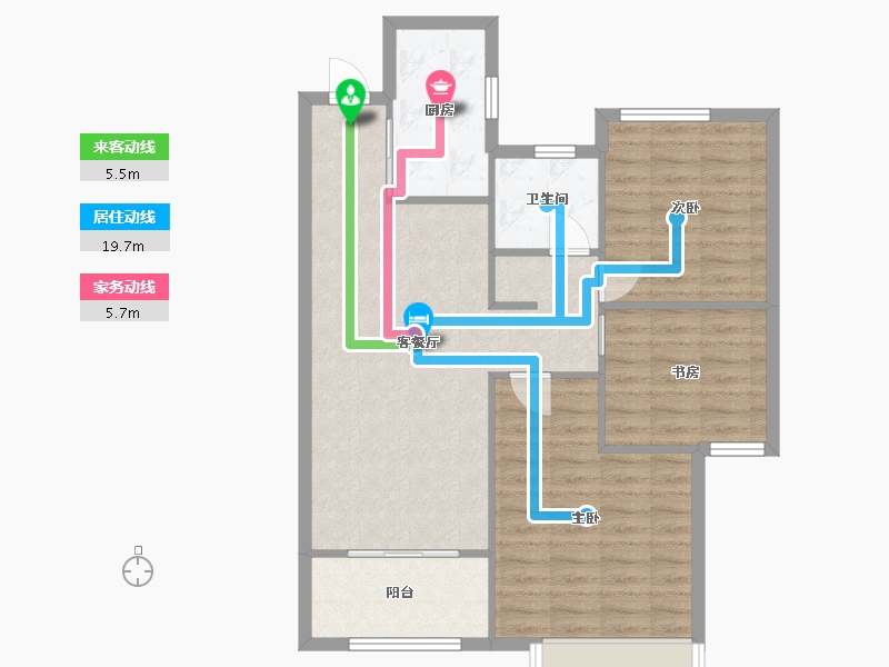 湖南省-长沙市-阳光城尚东湾愉景4，7，11，12栋A2户型102m²-81.01-户型库-动静线