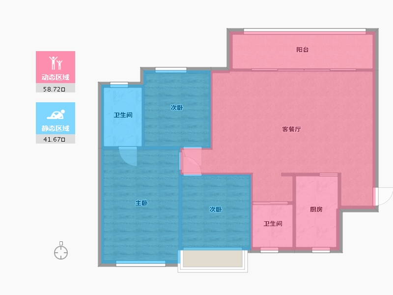 湖南省-长沙市-阳光城尚东湾愉景2，1栋B1户型116m²-92.39-户型库-动静分区