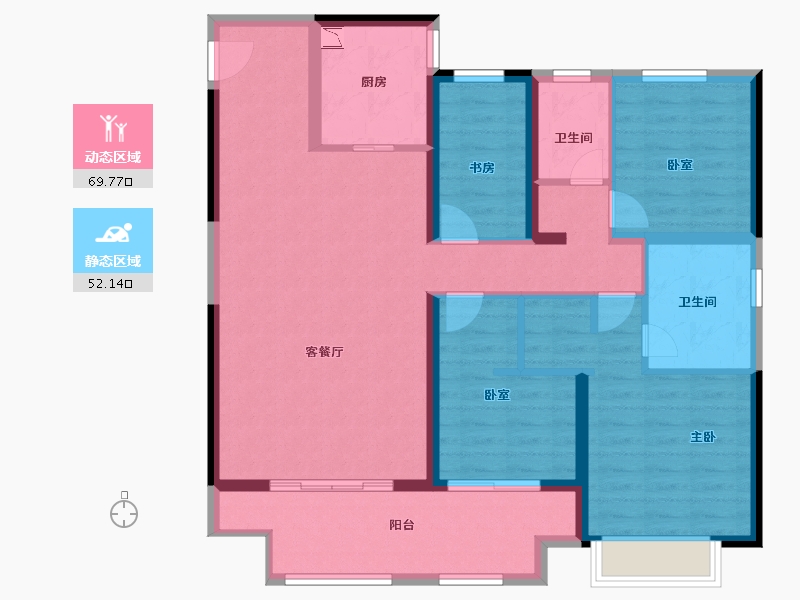 陕西省-咸阳市-新城悦隽公园里-108.87-户型库-动静分区