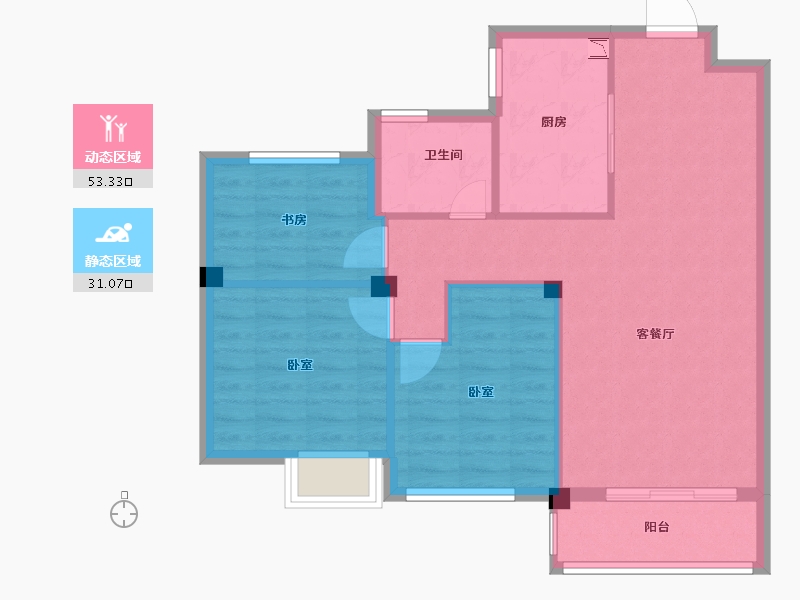 浙江省-绍兴市-大地西城美院-76.37-户型库-动静分区