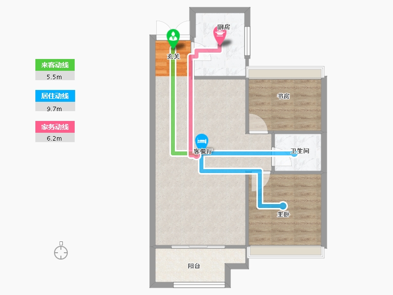 河南省-郑州市-华润紫云府云景80m²-63.99-户型库-动静线