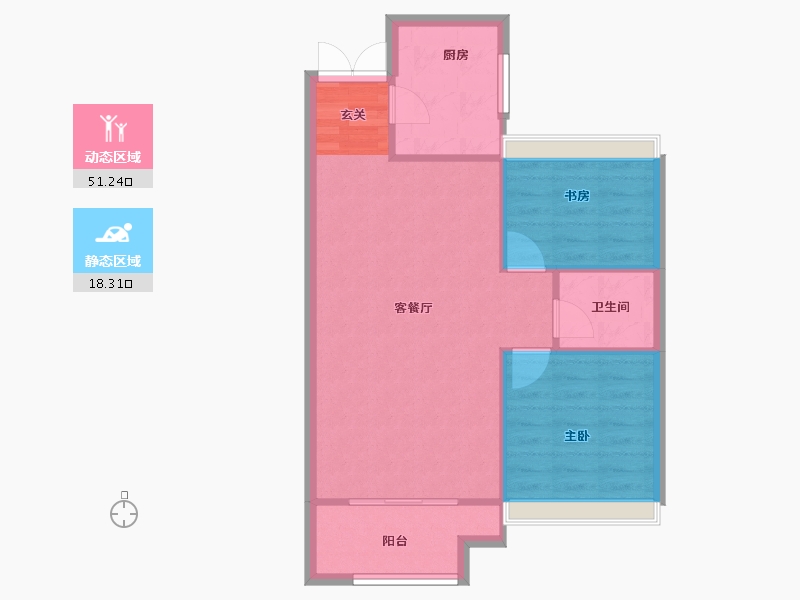 河南省-郑州市-华润紫云府云景80m²-63.99-户型库-动静分区